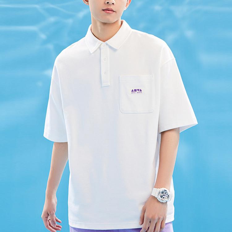 ANTA Life Collection Polo Shirts Men's Snowflake White Polo Collar Moderate Straight Fit 152328136-3