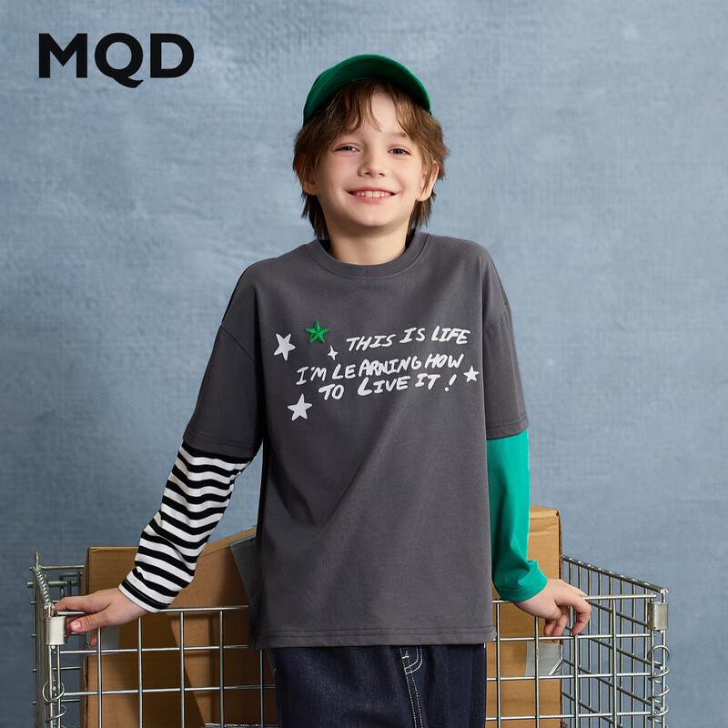 MQD Boys' Asymmetrical Stripe Color-block Long Sleeve T-Shirt