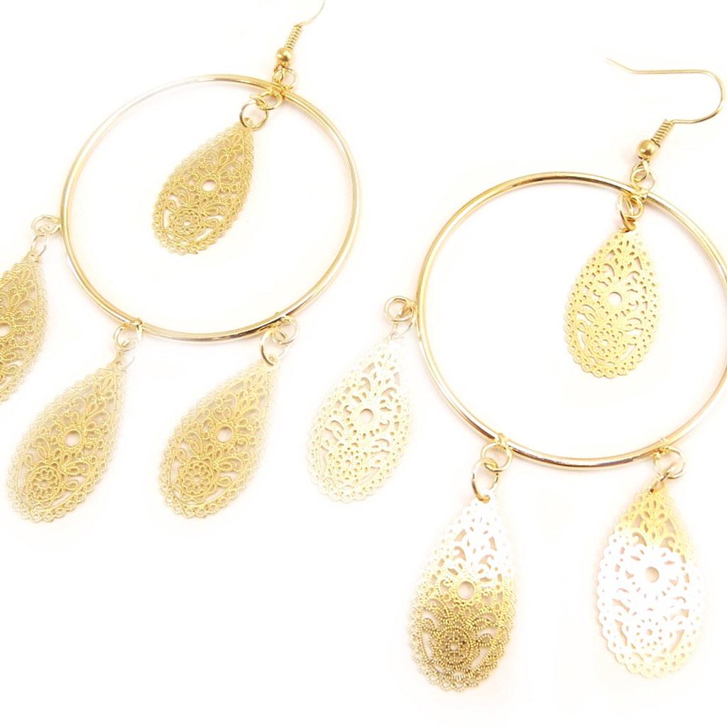 Les Trésors De Lily [L5220] - Golden 'Carmen' Designer Earrings