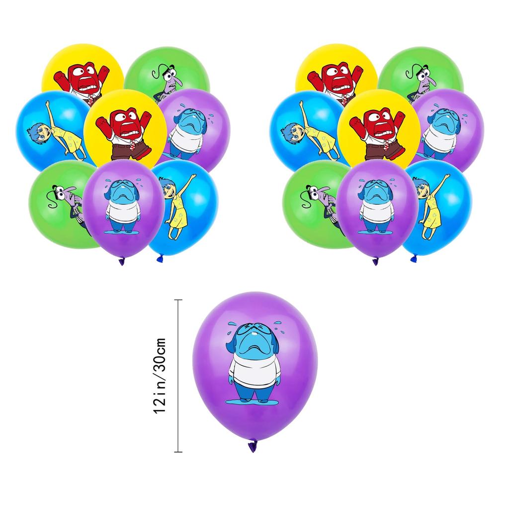 Inside Out Birthday Decorations Party Set, Inside Out Movie Characters, Anime, Disney, Kids, Cute, Funny, Boys, Girls, Purple, Blue, Green, Happy