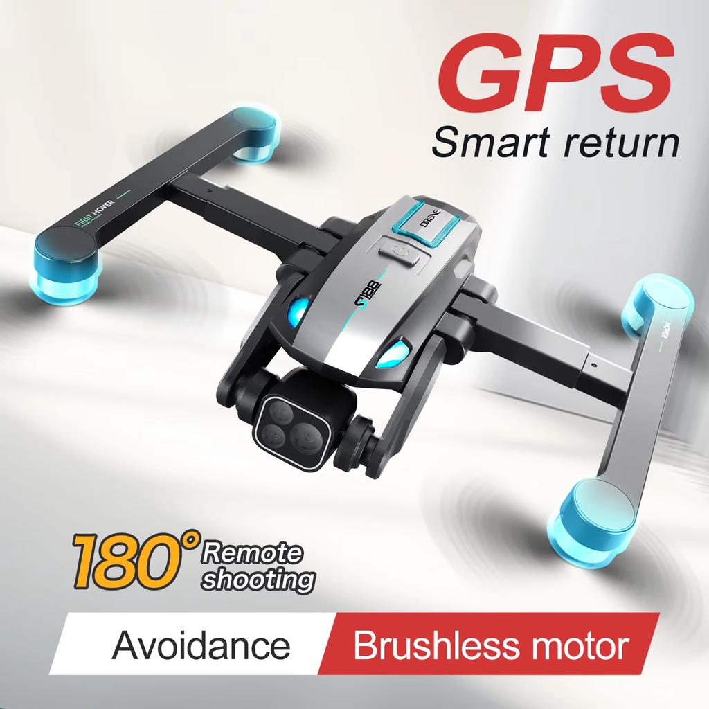 S188 GPS Drone 4K Professional Triple Camera Aerial Photography Drone 5G Wifi Brushless Obstacle Avoidance Drone RC Quadcopter Toy 2KM