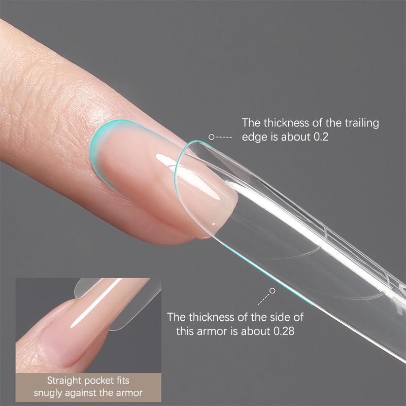 240 шт. Двойная форма для наращивания ногтей-сэндвич, многоразовая, для полного покрытия, прозрачный инструмент для моделирования дизайна ногтей, формы для ногтей-гробик, миндаль