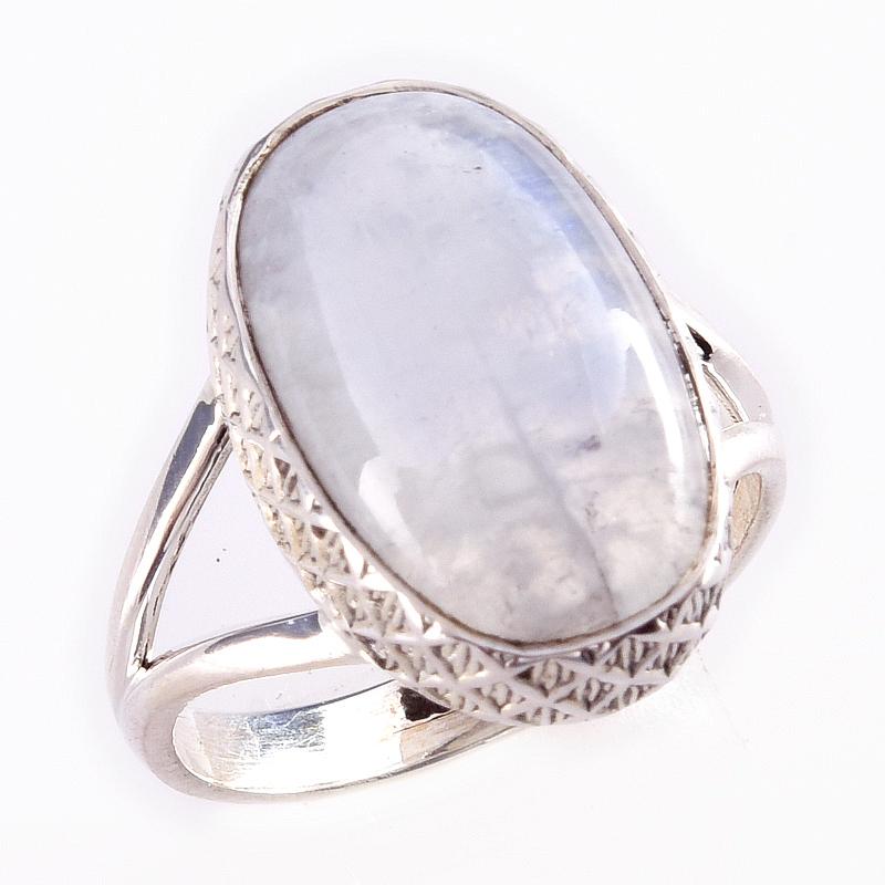 Кольцо из стерлингового серебра 925 пробы с натуральным радужным лунным камнем ручной работы S.7 V3Z05