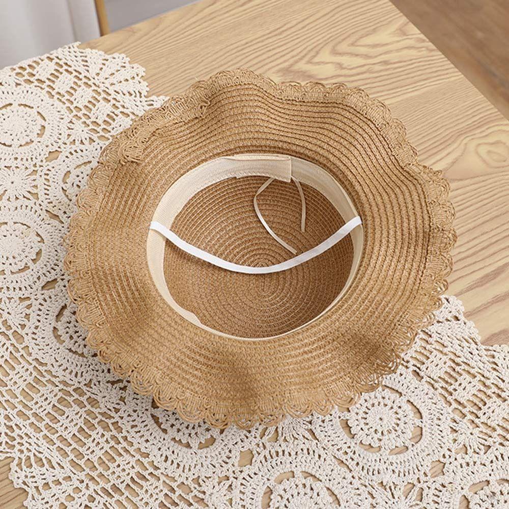 Breathable Kids Straw Cap Bag UV Protection Beach Cap Outdoor Bucket Hat Children Girls