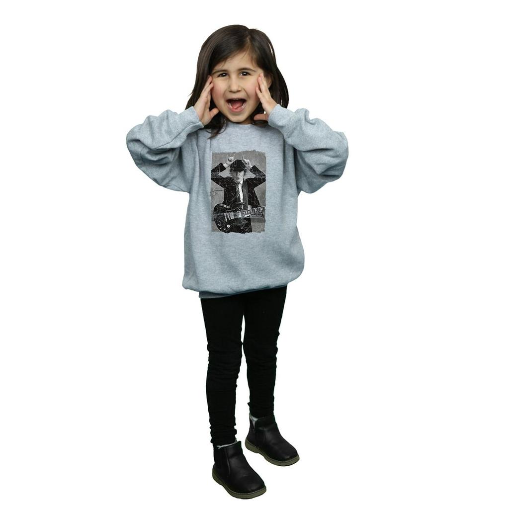 AC/DC Girls Angus Young Distressed Photo Sweatshirt