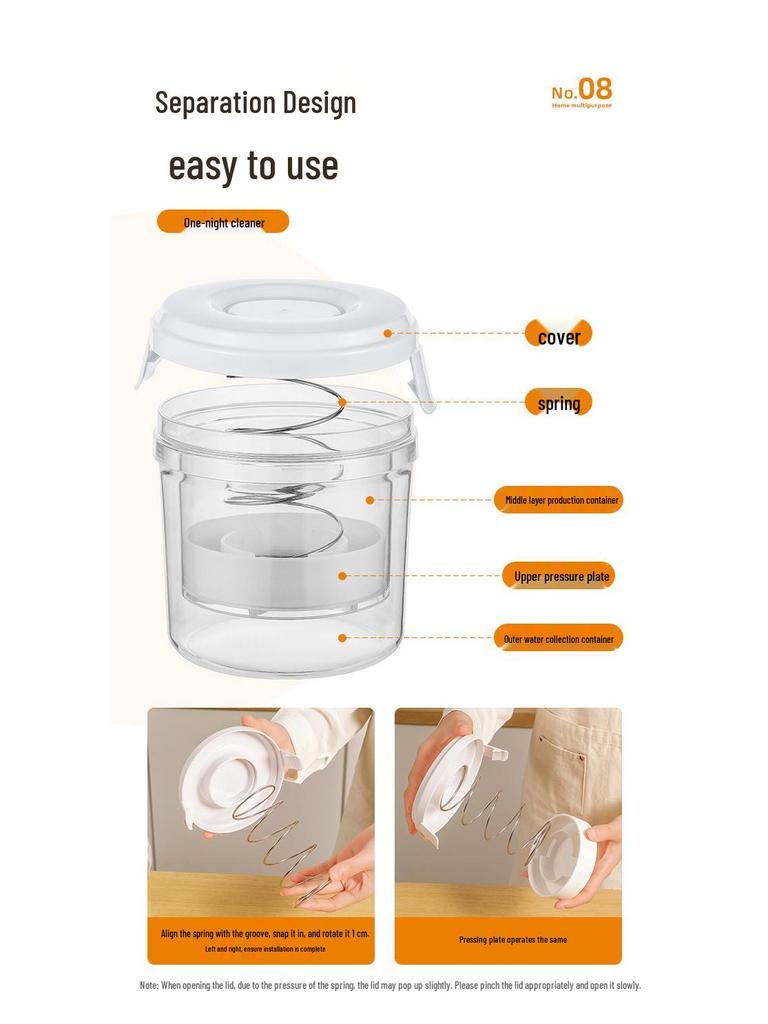 Герметичная пластиковая банка для солений - Контейнер для кимчи и овощей пищевого класса