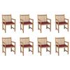 Maison Exclusive - Chaises de jardin lot de 8 avec coussins bordeaux Bois de teck