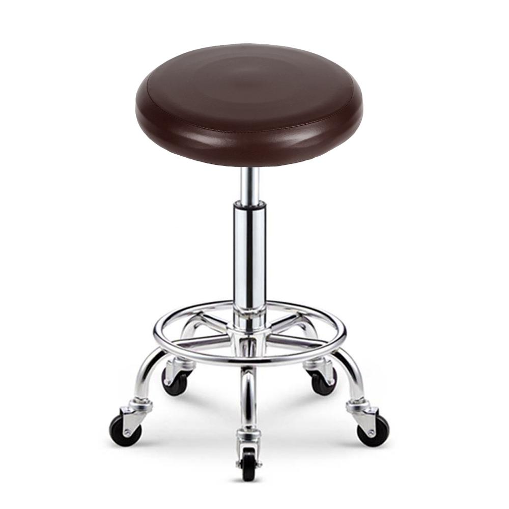 Round Elastic PU Leather Stool Cover Synthetic Bar Stool Seat Cover Slipcover Dinning Chair Cover--Coffee