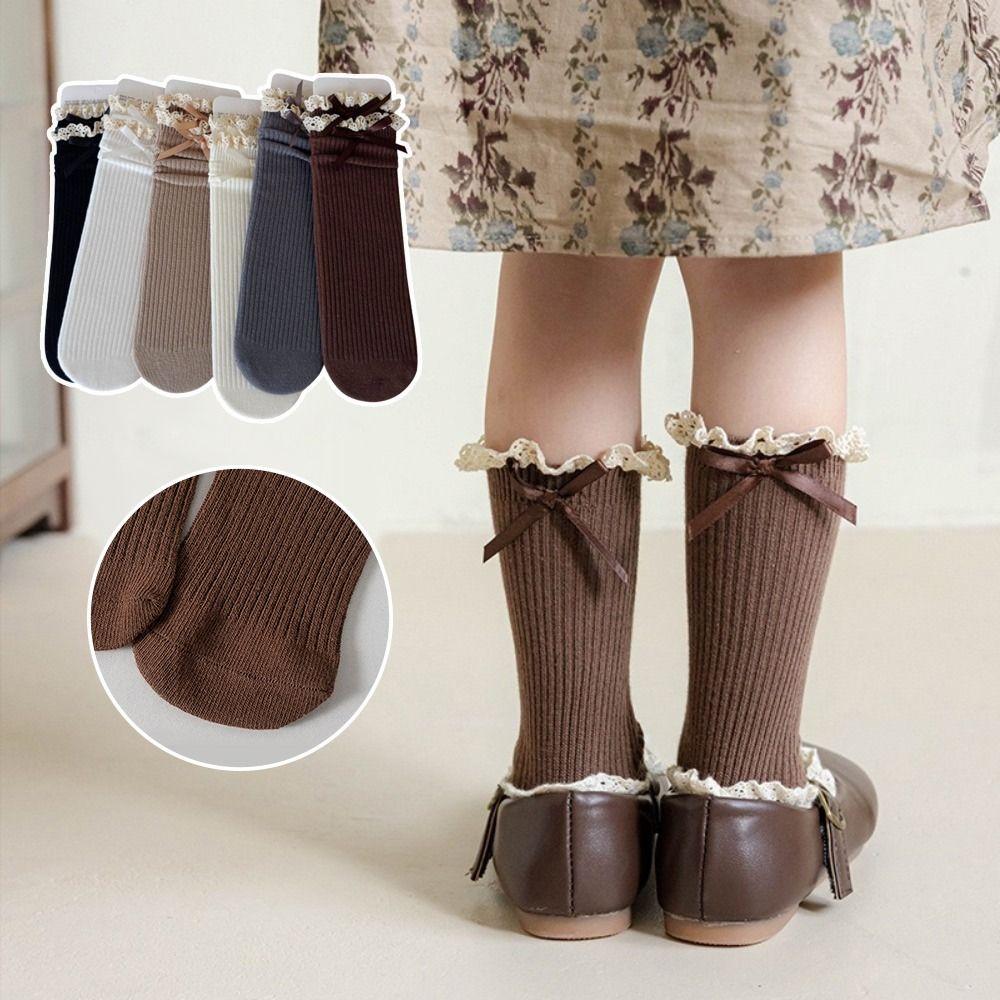 Cotton Bowknot Stockings Bowknot Girl Long Socks Baby Dress Lolita Sock