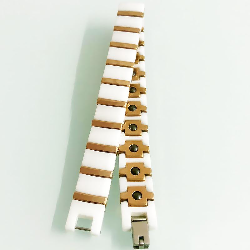 Цвет розового золота, стальной белый/черный керамический браслет-цепочка для мужчин и женщин, биогерманиевый магнитный браслет, женские ювелирные изделия