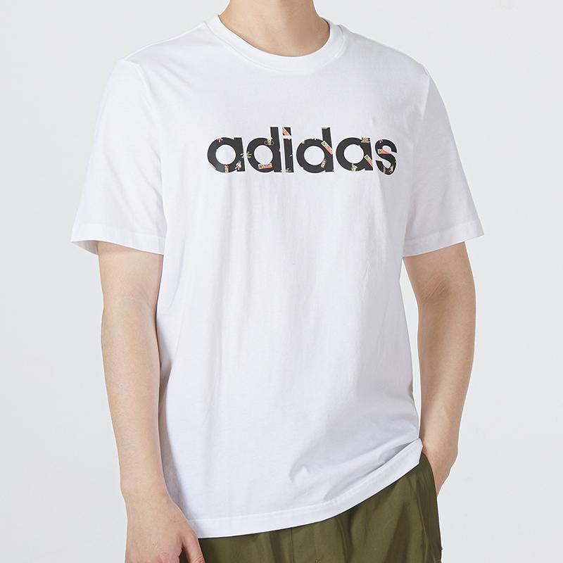 Adidas Neo T Shirts Men's White Crew Neck Moderate Straight Fit HD4679