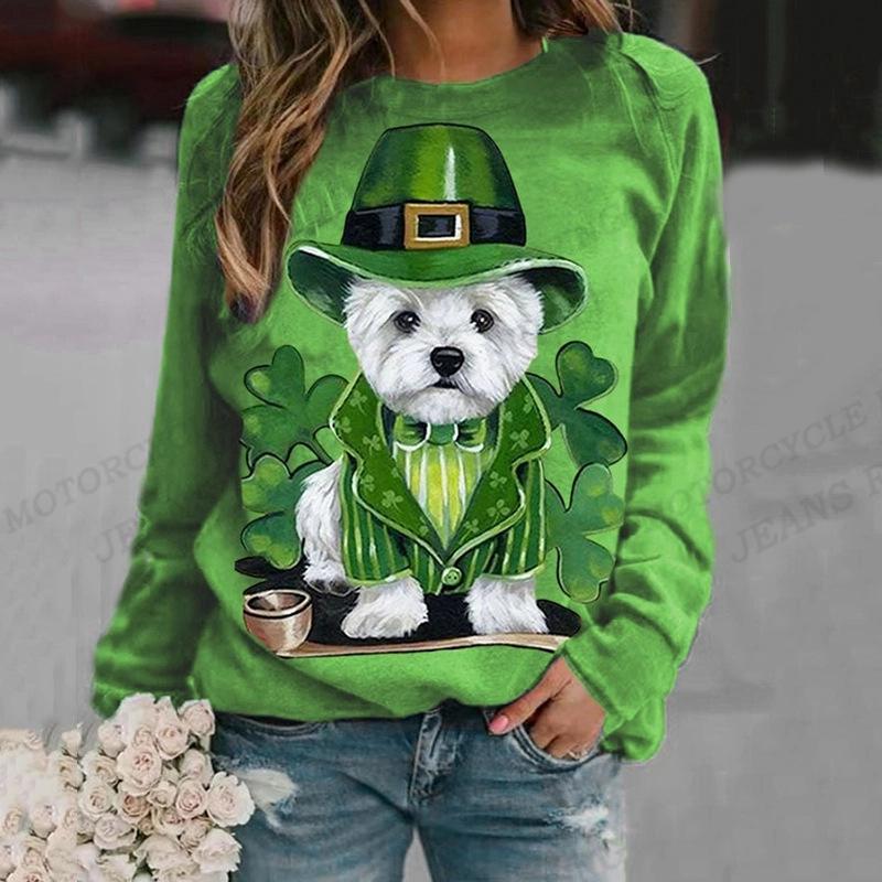 Christian Hoodie Женская мода Clover Hoodies Толстовки с цветочным принтом Толстовки с круглым вырезом Одежда Kawaii Пальто Женские толстовки Винтаж