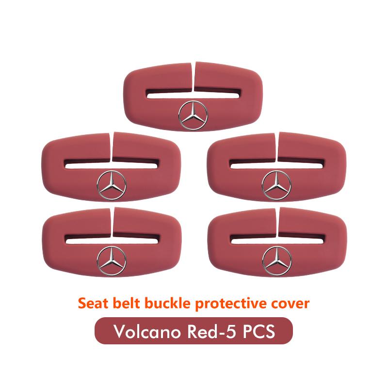5pcs Car Seat Safety Belt Protection Silicone Buckle Clip Cove For Mercedes Benz W202 W212 W126 W140 W168 W177 CLS GLE GLC GLS BL1