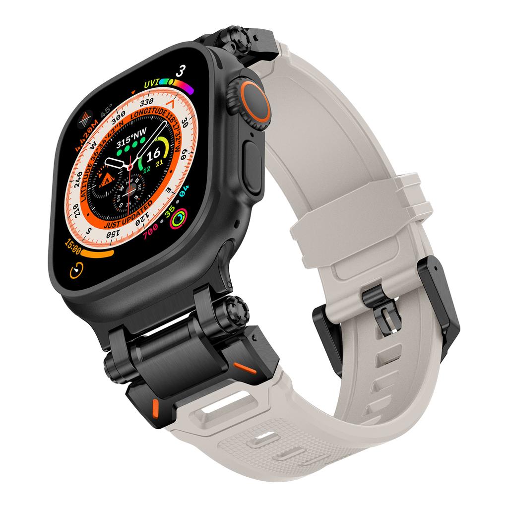 Strap For Apple Watch Ultra 2 Band 49mm 45mm 44mm 42mm 44 mm Rugged metal+Silicone Bracelet correa iWatch Series 9 6 5 4 7 8 SE