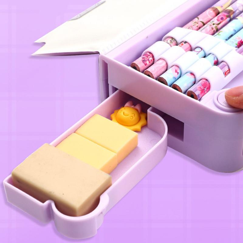 Многофункциональный милый пенал, креативный пенал большой вместимости с калькулятором, простая коробка для хранения канцелярских принадлежностей, подарки