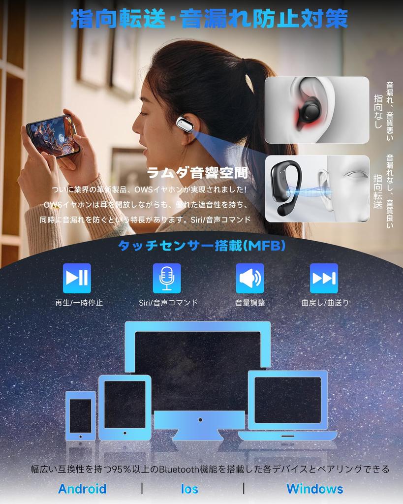 Внешний вид Беспроводные наушники CoolJumper Наушники Bluetooth Открытого типа Bluetooth Всего 60 часов воспроизведения Технология 8D OWS Открытого типа Air