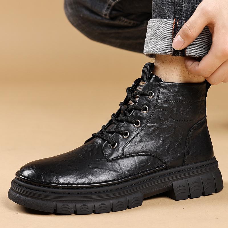 Ботинки мартин мужские осенне-зимние бархатные высокие рабочие хлопковые ботинки британские повседневные мужские ботинки