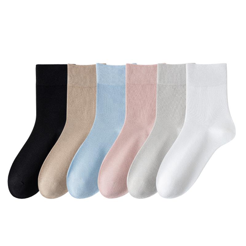Женские летние тонкие однотонные влагоотводящие дышащие бесшовные свободные носки-трубы из хлопка