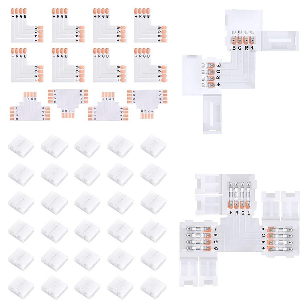 30pcs 3535/2835 LED Strip Connectors 8mm/10mm 4 Pin Connectors L Shape Connectors LED Strip Lights