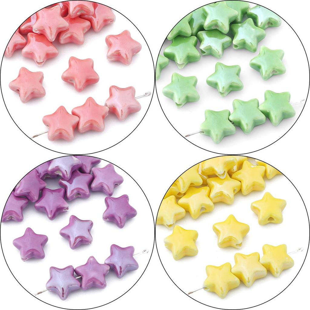 10 шт., 14 мм, выбор цвета, керамические бусины с пятиконечной звездой для изготовления ювелирных изделий, ожерелье, браслет, серьги «сделай сам»