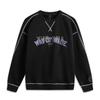 Li Ning X YNG DNA Collaboration Wade Series Круглый вырез с вышитым буквенным принтом Теплый свободный пуловер из флиса Толстовка мужская черная AWDUH29-1