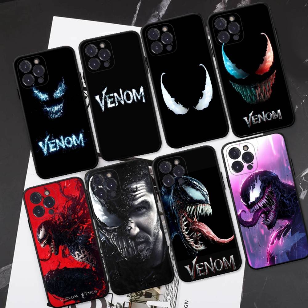 Superhero V-Venom Phone Case For iPhone 16 15 14 11 12 13 Mini Pro XS Max Cover 6 7 8 Plus X Funda Shell