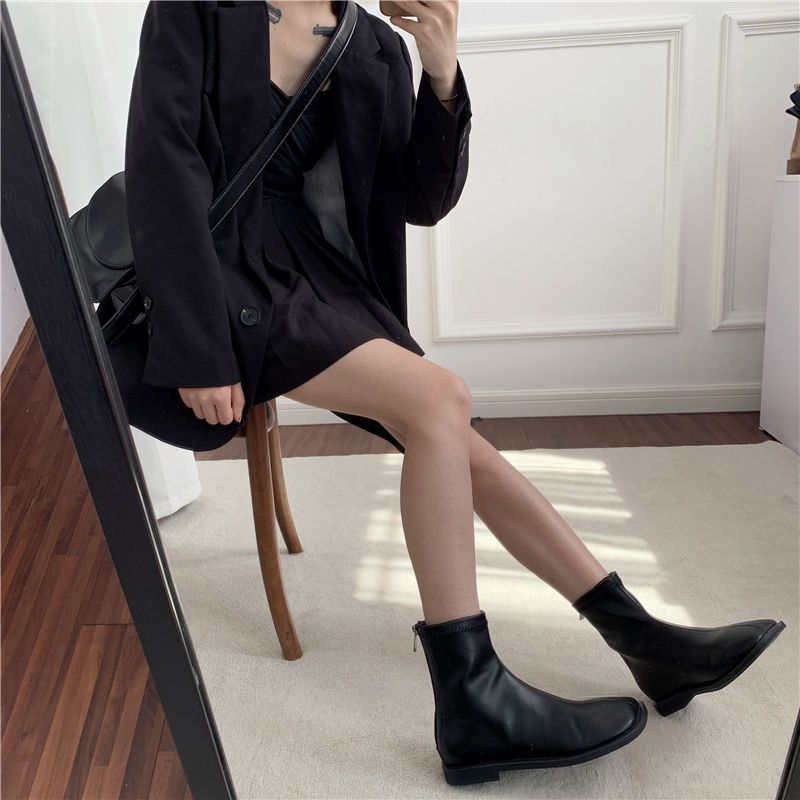 Footwear Work Female Ankle Boots Elegant with Low Heels Short Shoes for Women Brown Booties Goth Trend 2024 High Quality Y2k Pu