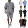 Summer Men's Solid Color Loose Fitting Tracksuits Casual Short Sleeved T-shirt + Shorts Pants Two Piece Sets Women Fashion Suit
