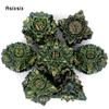 7 Pcs Green Yellow Lotus Flower Metal Dice Solid Metal Polyhedral Dice Set Suitable for Role-Playing RPG Board Game Card Game
