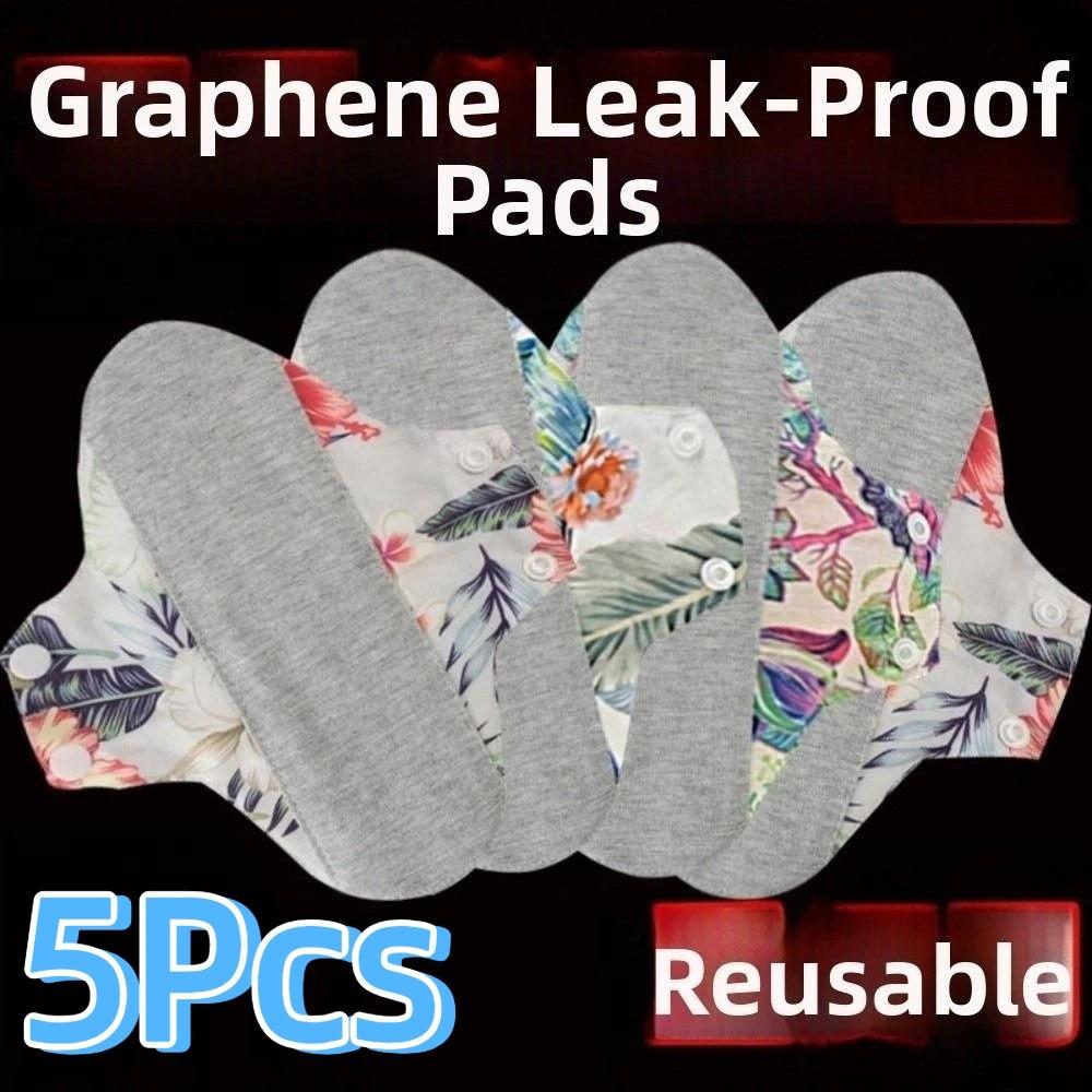 5Pcs 23CM Reusable Sanitary Pads Graphene Menstrual Cloth Pads Diaper Panty Liner Lady Care