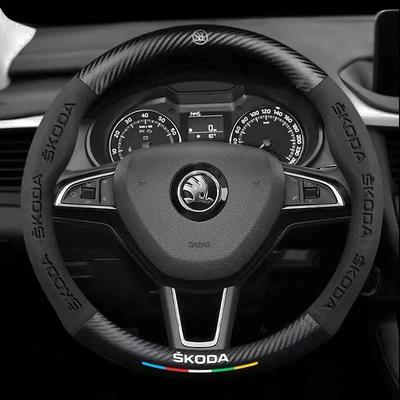 UINR6 38 см подходит для Octavia Rapid Kodiaq Kamiq KAROQ аксессуары, чехол на руль автомобиля из углеродного волокна и замши