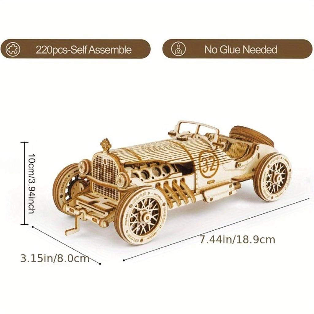 ROKR Grand Prix Car Scale Model 3D Wooden Puzzle MC401