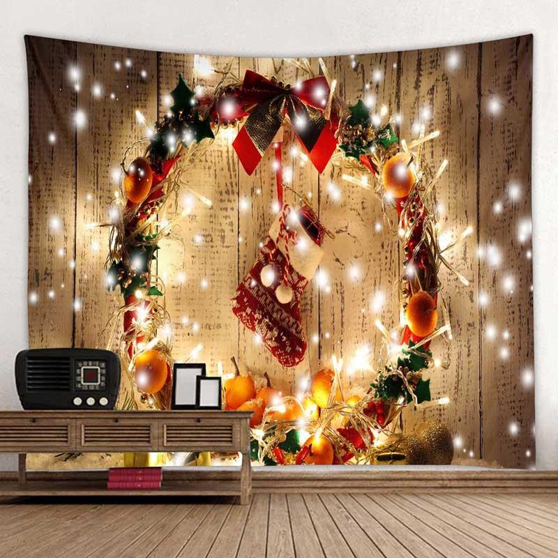 Christmas Tree Fireplace Printed Pattern Tapestry Home Living Room Bedroom Room Wall Decoration Background Cloth Tapestry