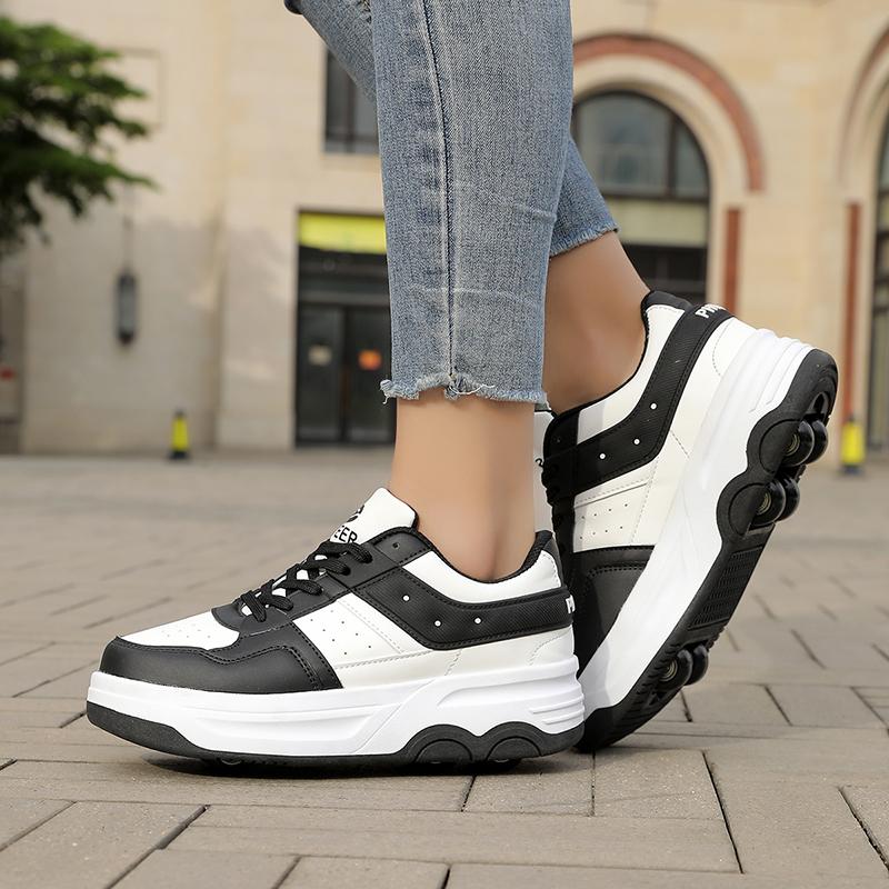 Детские роликовые коньки, 6-колесные коньки унисекс со съемными колесами и ремнями