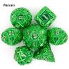 7 шт. металлические игральные кости в зеленую, белую полоску, набор цельных металлических многогранных кубиков, подходящий для ролевой игры, настольной игры, карточной игры