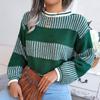 Женский свободный повседневный свитер с круглым вырезом и длинными рукавами в полоску с длинными рукавами