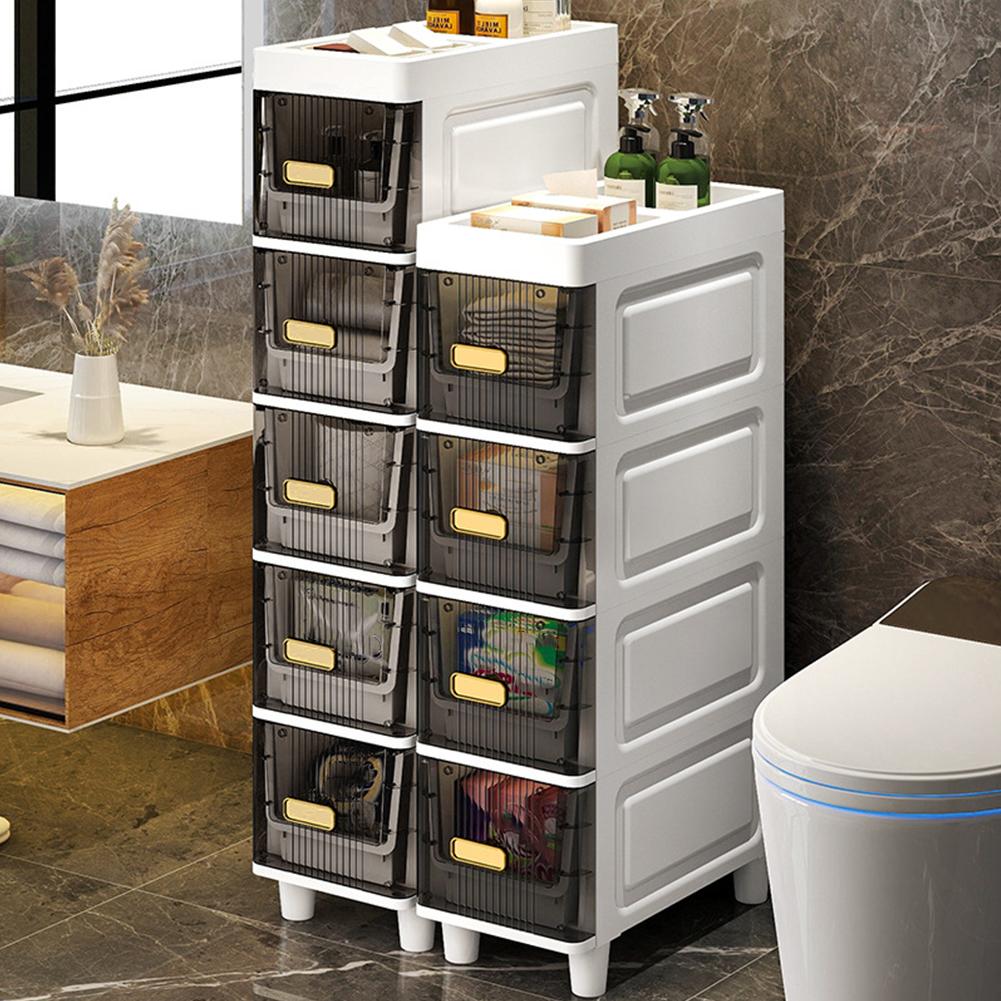 Storage Cart High Capacity 4/5 Tier Storage Floor-Standing Shelf Cabinet Waterproof Restroom Bathroom Vertical Organizer Shelves