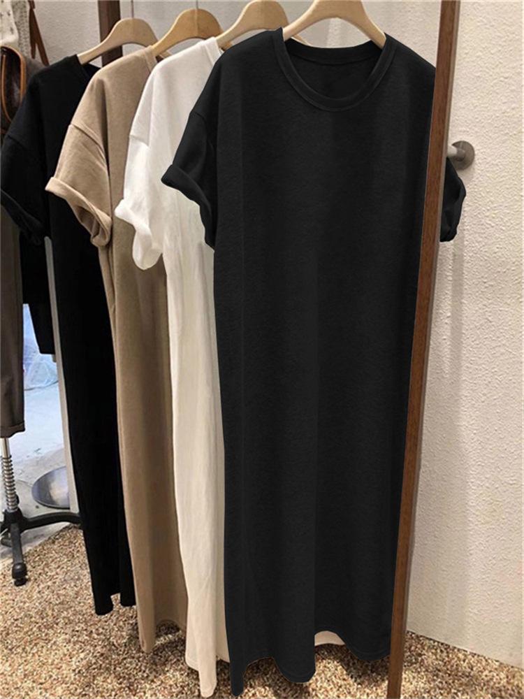 Женское летнее повседневное платье в корейском стиле, свободного кроя, средней длины, выше колена