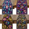 Halloween Table Runner Faux Linen Long Strip Day of the Dead Christmas Holiday Dining Decor
