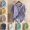 Women's Fashion Flower Print Short Sleeve T-shirt Loose Cotton Shirt Casual Loose Summer Blouse Tops Plus Size