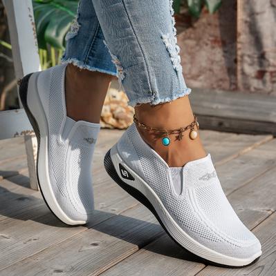 Женские дышащие вязаные слипоны Легкие, удобные кроссовки для ходьбы Всесезонные, для повседневной носки, для активного отдыха