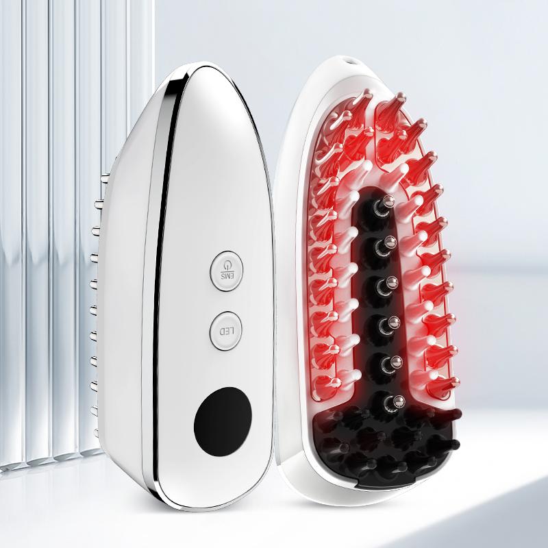 EMS Vibration Red Light Therapy Hair Growth Comb Roller Ball Guide Scalp Massager LED Light Therapy Hair Care Comb Brush
