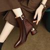 Ankle Boots Women High Heels Dress Shoes Back Chain Booties New Embossing Designer Shoes Gold Heels Winter Botas Mujer