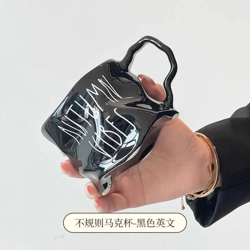 Керамическая кружка с английскими буквами и парами, винтажная чашка для завтрака, кофе, чашка для молока, чашка для питья, современная простая посуда для питья