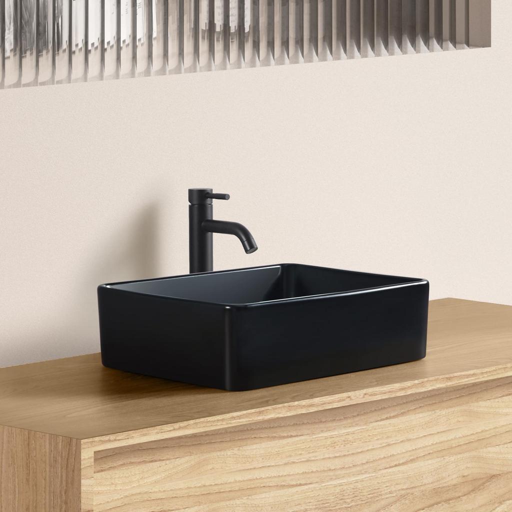 С эксклюзивным сливом JOMOWN Отдельно стоящая керамическая раковина для мытья рук [В комплекте] Раковина, черная, Чаша, Стильная, Маленькая, Раковина,