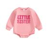 Baby Girl Fall Bubble Romper Letter Embroidery Long Sleeve Crew Neck Sweatshirt Jumpsuit