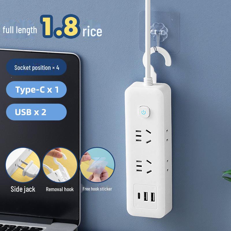 Умный USB Многофункциональный Сетевой Фильтр с Независимым Выключателем и Боковой Вилкой