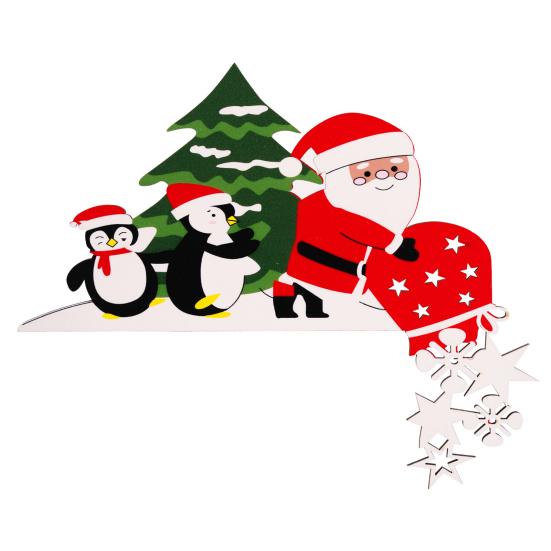 Christmas Door Topper Decoration Wood Santa Claus Reindeer Door Frame Corner Sign for Front Door Window Mantel Shelf Cabinet Home Indoor Decor