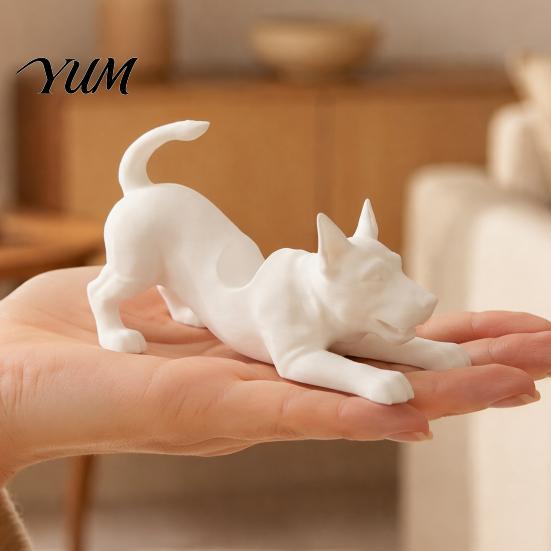 Minimalist Desktop Ornament for Office Cute Dog Pen Holder, 3D Printed Pencil Stand, Small Kawaii Puppy Figurine Rack Stretching Desk Organizer