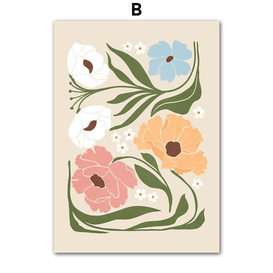 Абстрактный Цветочный Рынок Пион Маргаритка Листья Настенное Искусство Холст Живопись Винтажные Постеры И Принты Картина для Гостиной Домашний Декор